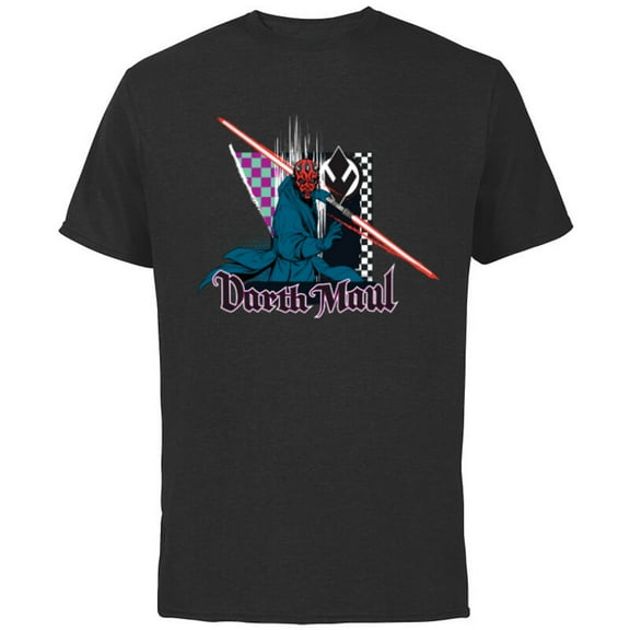 Star Wars Darth Maul Dark Side Villains Sith Checkered - Short Sleeve Cotton T-Shirt for Adults - Customized-Black