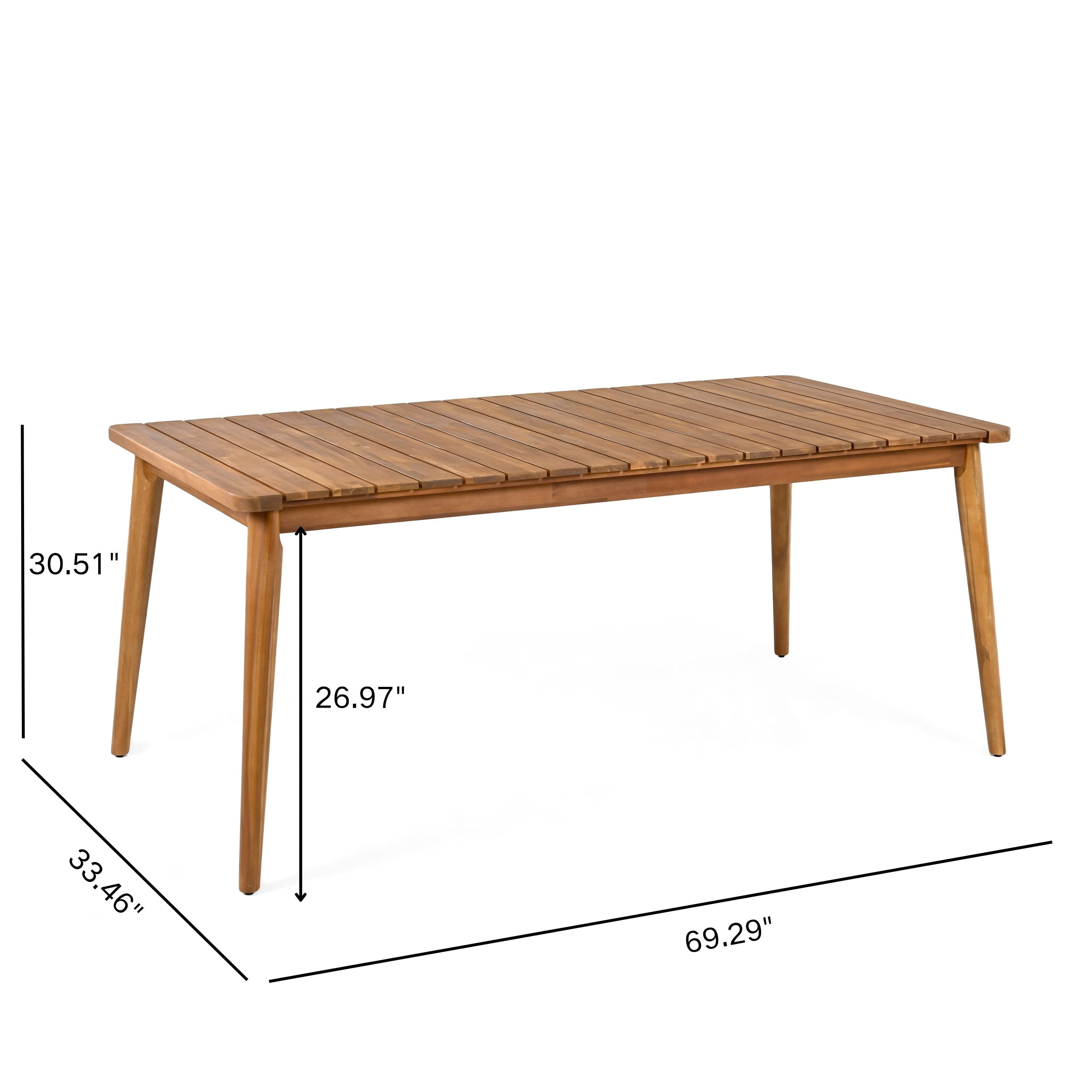 Acacia Wood Dining Table 8-Person Outdoor Table, Farmhouse Furniture for Patio, Garden, Backyard, Teak 180 LBS Weight Capacity 69"L