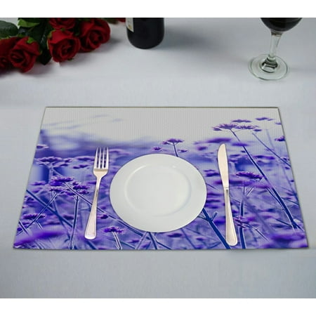 

GCKG Tree of Life Placemat Purple Lavender Flowers Field Placemat 12x18 Inch Set of 2