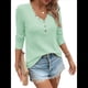 thumbnail image 2 of Blusa de Otoño con Cuello en V, Larga, Cuello Halter y Botones, Informal, Elegante, de Punto Gofre para Mujer. Verde XL, 2 of 7