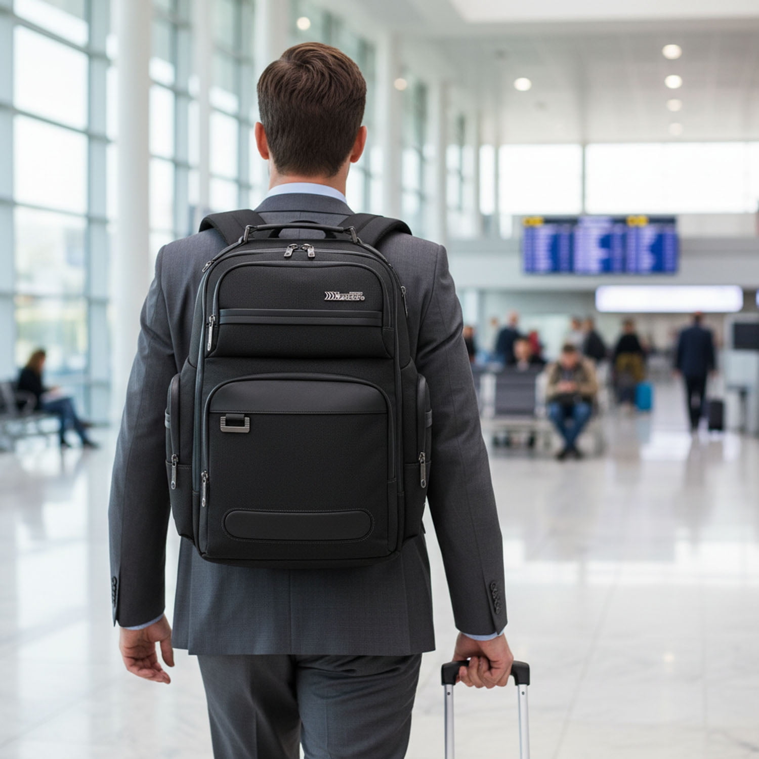 Laptop Backpack for Men Carry On Business Travel Backpack Large Casual Work Daypack Computer Bag Fits 15.6" Laptop, Black, B00492