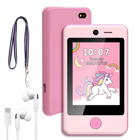 PTHTECHUS 2.8" Kids Phone Toddler Learning Toy Gifts with Dual Camera Habit Tracker Games Alphabet Educational Learning Toys Birthday Easter Gifts for 3-7 Y/O pink