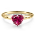 thumbnail image 4 of Gem Stone King 14K Two Tone Gold Red Created Ruby Solitaire Engagement Ring for Women | 1.70 Cttw | Heart Shape 8MM | Gemstone July Birthstone | Size 7, 4 of 7