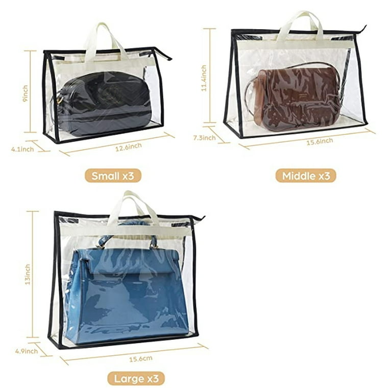  Vercord Premium Transparent Dust-Free Moistureproof Cover Purse  Handbag Storage Organizer Hanging Bag with Handle Zipper Space-Saving  Holder Beige Small : Clothing, Shoes & Jewelry