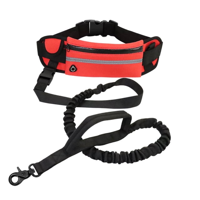 Correa manos libres para perros con bolsa con cremallera, reflectante, para correr, correr al aire libre, caminar, correr de noche.