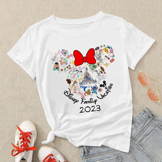 Disney Minnie Mouse Princesses Women's T-shirt 2023 Fashion Sweet Style Cute Girl Clothes Summer Casual Vacation Female T ShirtKids-3T(1pc) Gao Jinjia LED