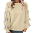 thumbnail image 2 of Women's Red Christmas Sweater with Bow Detail Round Neck Top for Holiday Festivities Party Gift for Women | CSEONE,Khaki XL, 2 of 9