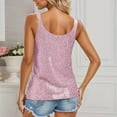 thumbnail image 4 of KHONTS Women's Summer Fashion Sequin Tanks Tops Sparkle Slim Fit Camisole Sleeveless Vest Lightweight Shimmer Tunic Tops Pink XL, 4 of 8