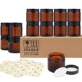thumbnail image 1 of Frascos de vidrio TUZAZO, 60 ml, redondos, marrón ámbar, paquete de 12 con tapas, 1 of 7