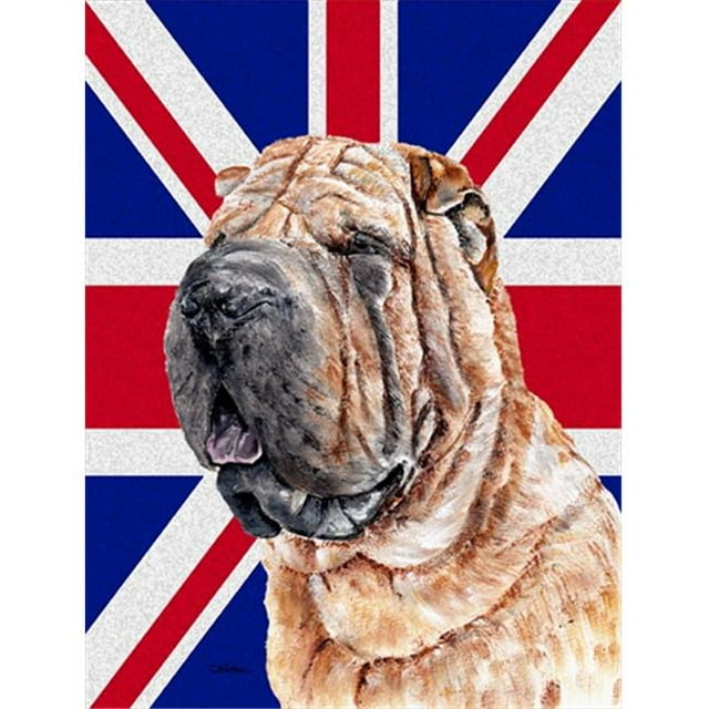 Shar Pei With English Union Jack British Flag Flag Garden Size