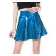thumbnail image 2 of Inevnen Women's Shiny Flared Pleated Mini Skater Skirt Metallic Ballet Dance Disco Holographic Skirt, 2 of 8