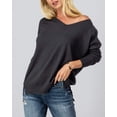 thumbnail image 4 of URBAN DAIZY Women's Casual Knit Pullover Lightweight V Neck Batwing Long Sleeve High Low Knitted Top Loose Fit Sweater A12_MAS1444 Charcoal M/L, 4 of 6