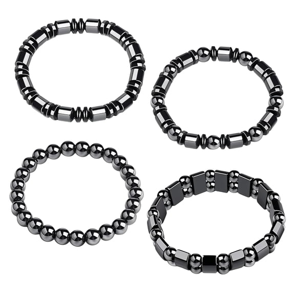 WuPing 4 Pcs Hematite Bracelet for Men Women Bangle Bracelet Magnetic Bracelets