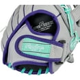 thumbnail image 6 of Rawlings Fastpitch Series Youth 12" Softball Glove, Basket Web, Gray/Mint, Right Hand Throw, 6 of 9