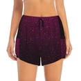 thumbnail image 2 of Gukieu Dark Purple Glitter Print Women's Sports Shorts with Drawstring Elastic Waistband for Running, Yoga, Fitness-XX-Large, 2 of 7