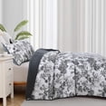 thumbnail image 3 of Juego de edredón WONGS BEDDING Botanical Queen Size, negro, 3 piezas, 3 of 7