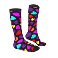 thumbnail image 3 of Vsdgher Colorful Hearts Print Thigh High Socks Extra Long Stretchy Sock Women Over Knee High Opaque Stocking Daily Wear, 3 of 5