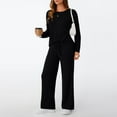 thumbnail image 5 of WTOBBY Women's Comfortable Top and Pants Loungewear Set, Soft Casual Homewear Pajama Outfit for Relaxation and Sleep, Cozy Two Piece Set,Black M, 5 of 7