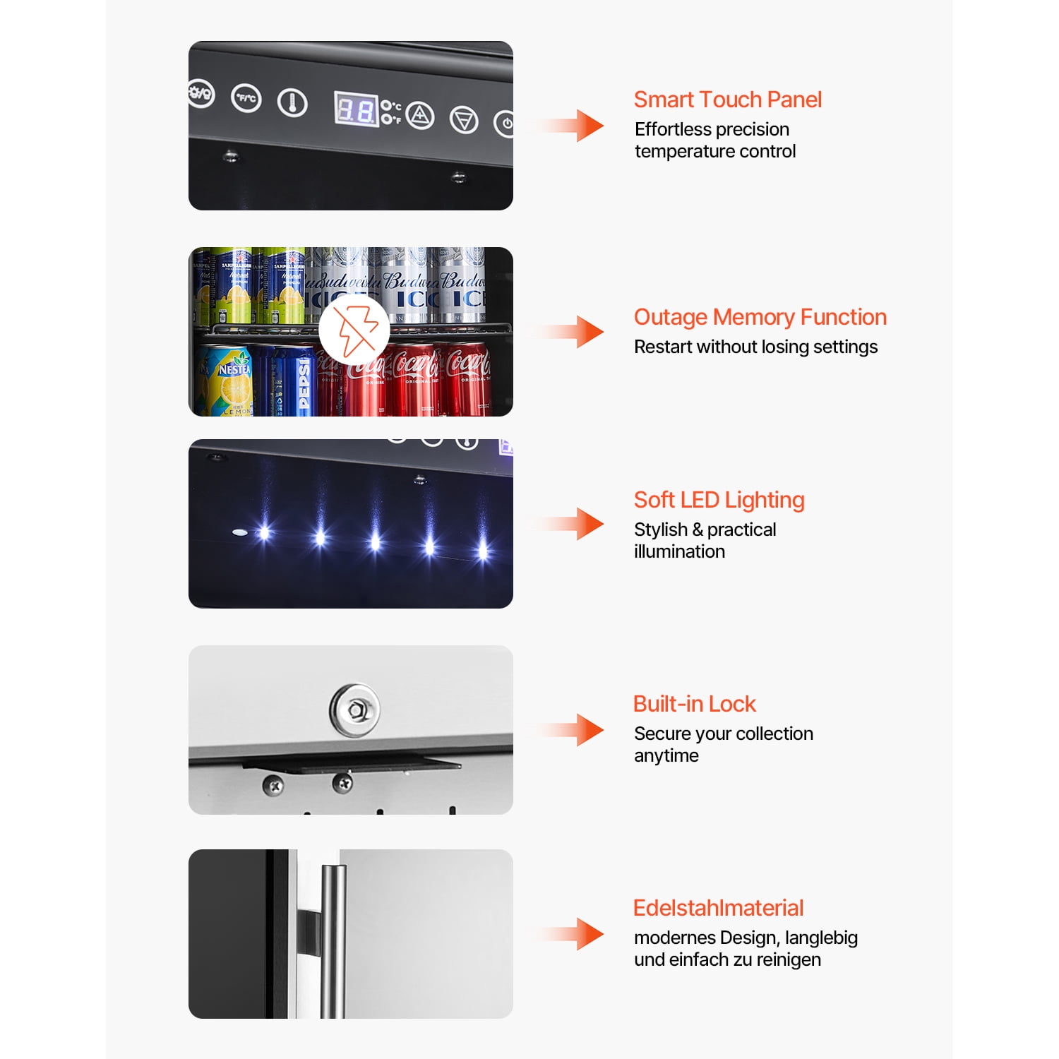 KFFKFF Drink Cooling Appliance, 154 Can Capacity Drink Chiller, Compact Refrigerator with Transparent Door, Modifiable Racks, Electronic Temp Regulation, Integrated & Detachable Soft Drink Chiller