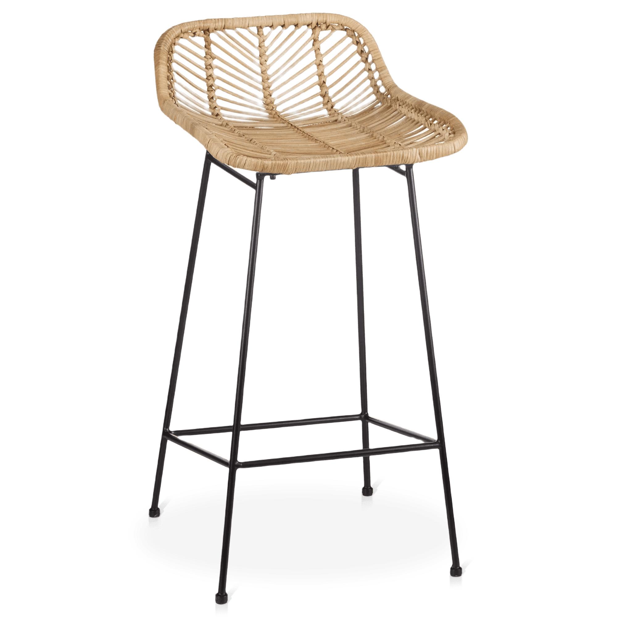 Bouclair Natural Rattan and Metal Bar Stool
