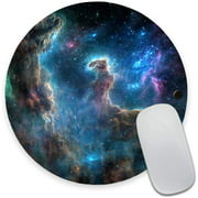 Galaxy Round Mouse Pad, Grey Nebula