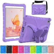 Dteck for iPad 10th Generation Case with Kickstand Butterfly Wings, Rugged Butterfly Kids iPad 10.9 Case Cover w/ Shoulder Strap for iPad 10th Gen 10.9-inch 2022,Purple