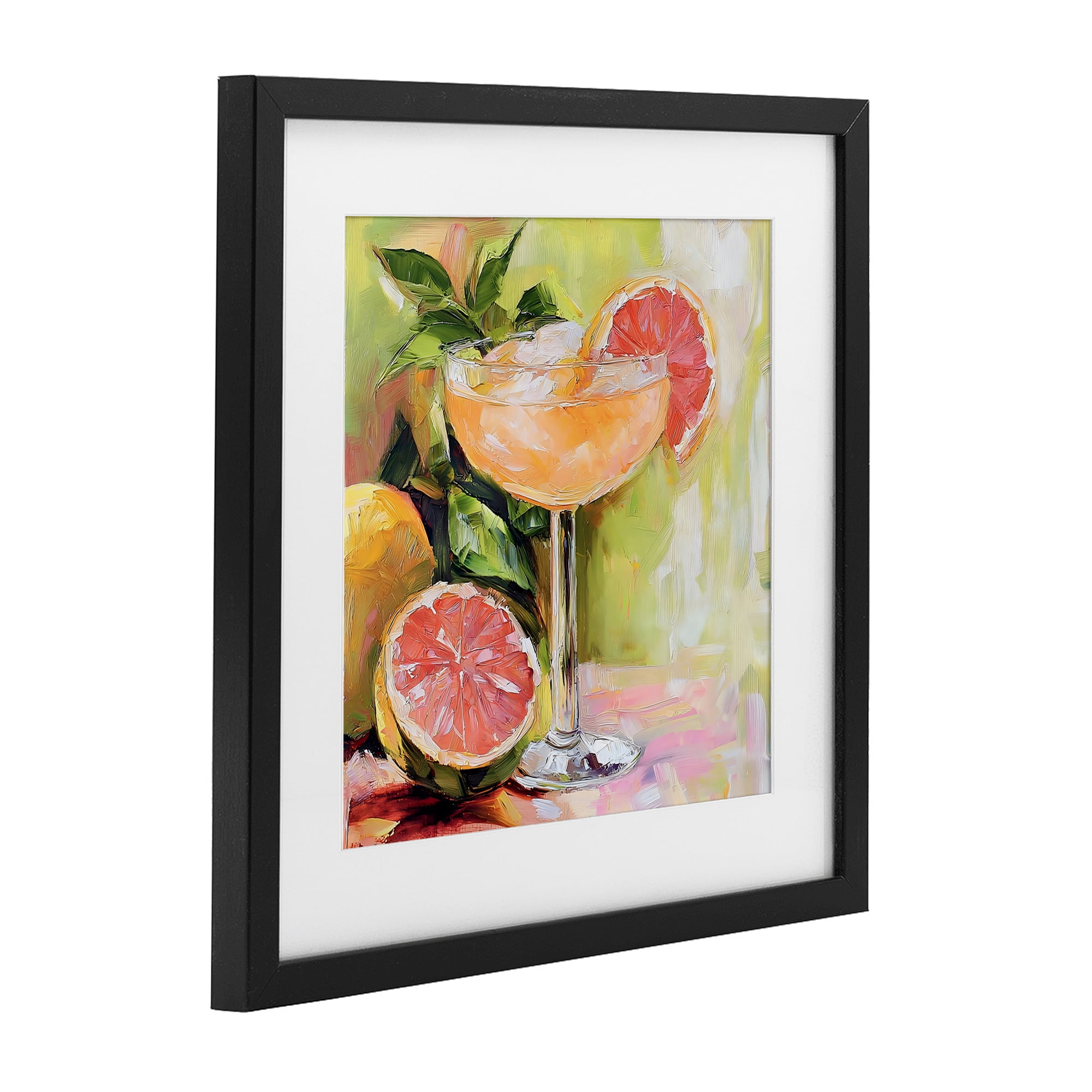 Stupell Industries Grapefruit Summer Cocktail Black Framed Print Under Glass, design by Riley B