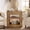 Brown, variant on Fnova End Table Farmhouse Square Side Table with Storage, Wooden Sofa Table with Central Hollow Design, Modern Bedside Table, Easy Assembly, for Living Room, Bedroom, Nightstand, Woodtone