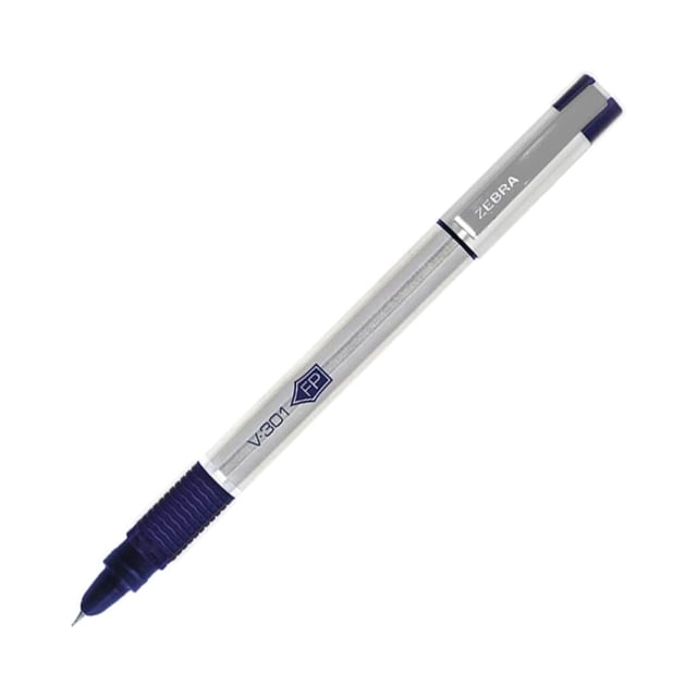 Zebra Pluma Fuente V-301 Tinta Líquida Azul Acero inoxidable 1 pieza Estuche Color negro