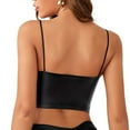 thumbnail image 6 of WNEGSTG Womens Glitter Strappy Cami Ladies Sexy Faux Leather Tank Crop Top Vest Top Black, 6 of 9