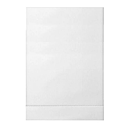 Guest Bath Tea Hand Towel White with Single Row Classic Hemstitch Pattern 14 X 22 Inch