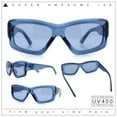 thumbnail image 2 of Womens Oversized Thick Plastic Sport 90s Fashion Rectangle Sunglasses All Blue, 2 of 8