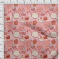 thumbnail image 4 of oneOone Rayon Peach Fabric Tea Party Kettle Sewing Fabric By The Yard Printed Diy Clothing Sewing Supplies 56 Inch Wide, 4 of 8