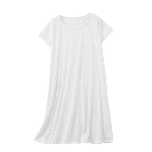 Fengactive Sleep T-shirt Dress for Women Casual Crew Neck Short Sleeve House Nightgown Lightweight Sleepwear