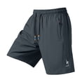 thumbnail image 2 of Men's Elastic Waist Zippered Pocket Training Shorts, Fitness Gym Shorts, Athletic Workout Shorts, Polyester Quick Dry & Breathable, For Running, Jogging, Sports, Summer | JASKFLY,Dark Gray XL, 2 of 9