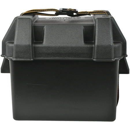Attwood 9082-1 U1 Small Series 16 Vented Marine Boat Battery Box with Mounting Kit and Strap, Black