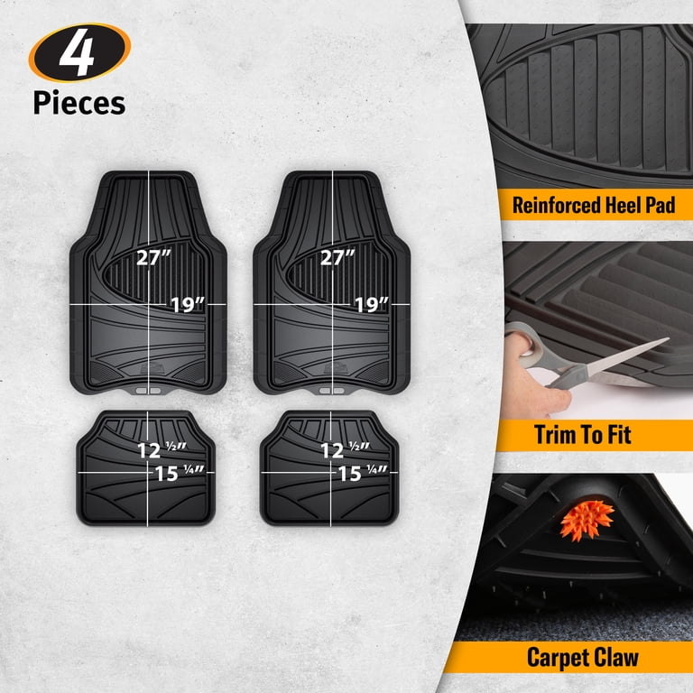 Amzbeauty Cute Cat Print Rubber Floor Mats For Car, SUV, Truck - All-Weather, Universal Fit (2-Piece Front Set)