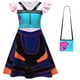 thumbnail image 2 of Moonsky Vestido de Huntrix con las cantantes de Dem0n Hunters, Rumi, Mira y Zoey. volantes y un bolso a juego. Perfecto disfraz de actuación o atuendo para el escenario.,Azul,110, 2 of 5