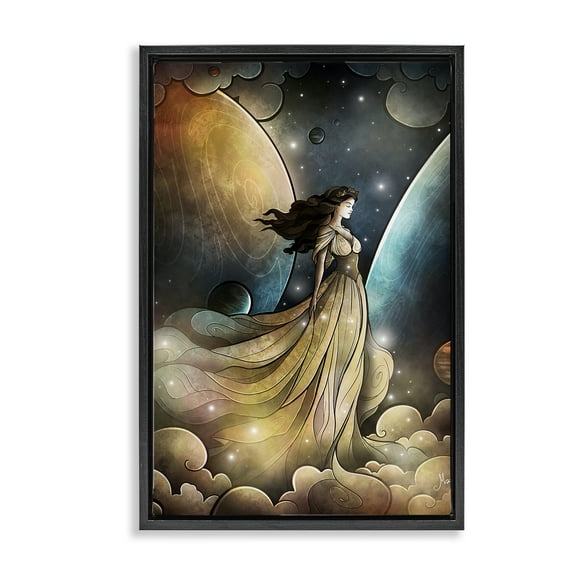Stupell Industries Heir of Heaven Portrait People Painting Black Floater Framed Canvas Art Print Wall Art, 17 x 25