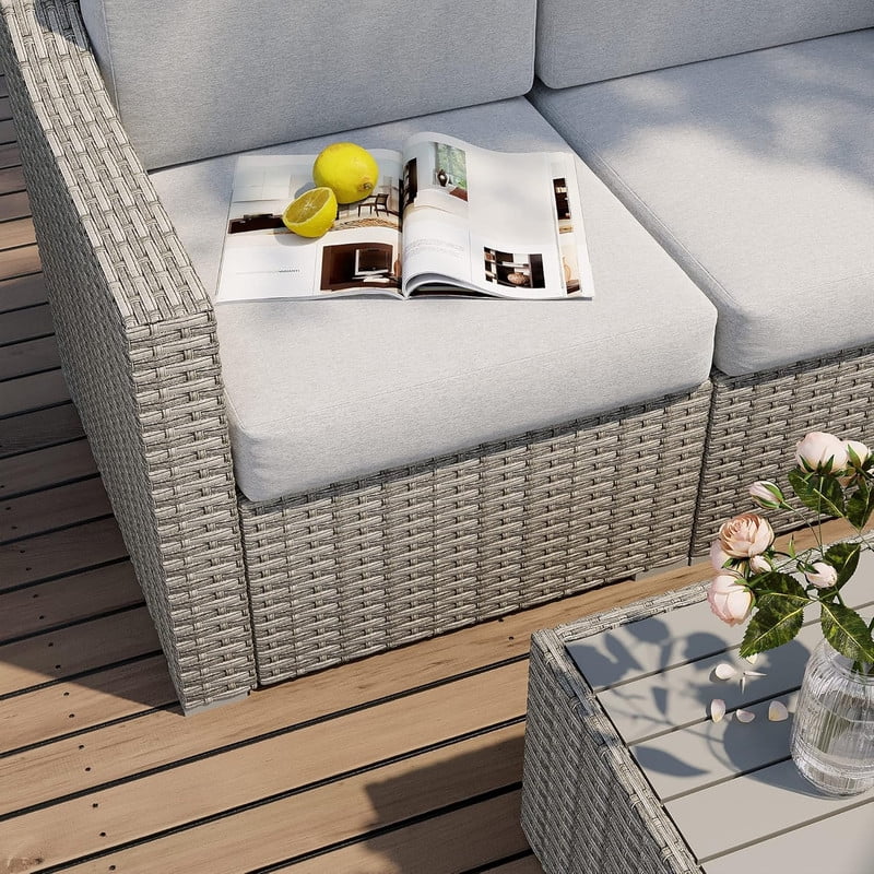 10 Piece Patio Conversation Set,All-Weather Patio Furniture Set,Rattan Wicker Outdoor Sectional Sofa with Thick Cushions