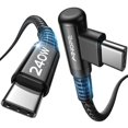 thumbnail image 1 of AINOPE 240W USB C to USB C Cable [10FT] Right Angle C to C Cable Fast Charging,Sideways Phone Charger USBC to USBC Fits  17 16 15 Pro Max Plus, Air/Pro, Pro, S25,Pixel,, 1 of 8