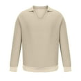thumbnail image 4 of Elainilye Fashion Mens Cardigan Sweater Stand Collar Pullover Top Elastic Solid Color Half Sweater Leisure Sweater Coat,Beige, 4 of 6