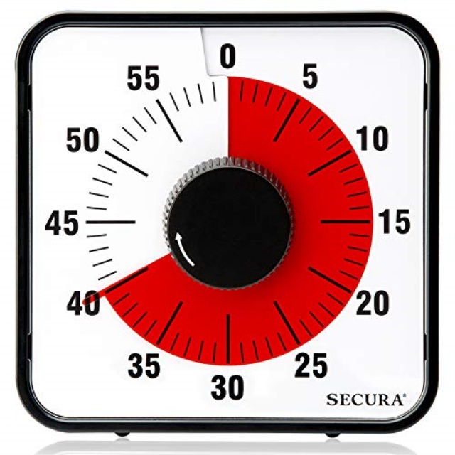 secura kitchen timer 60minute mechanical visual timers for cooking, 7.5inch oversize countdown
