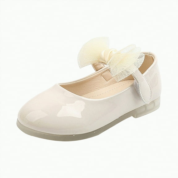 Ccpelsie Girls Mary Jane Dress Shoes Ballerina Flats for Wedding, Party (Toddler/Little Kid/Big Kid)(White,12.5)