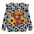 thumbnail image 6 of Yuyamidu Highland Cow Sweatshirt for Girls Size 5-6 Cow Print Long Sleeve Ruffle Shoulder Crewneck Sweatshirts Pullover Tops Lightweight Soft Everyday Clothes for Fall Back to School Outfits, 6 of 8