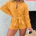 thumbnail image 3 of Elegant Women'S Long Sleeve Shirt And High-Waisted Shorts Two-Piece Set For Casual Fashion In The Latest Style. Perfect For A Chic Look., 3 of 15