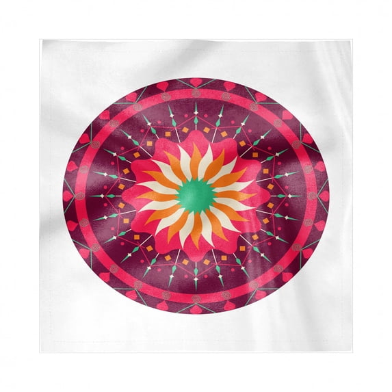 Flower Mandala Decorative Napkins Set of 4, Vintage Composition with Oriental Motifs Middle Eastern Traditional Design, Silky Satin Fabric for Brunch Dinner Party, 12", Multicolor, by Ambesonne