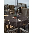 thumbnail image 2 of Outdoor Tablecloth with Umbrella Hole for Patio/Picnic/Party/Camping, Japanese Style Waterproof Table Cloth Round Cover Washable, Vintage Cranes Ocean Wave Black Grey (Dia 54"), 2 of 8