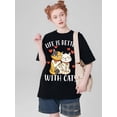 thumbnail image 1 of Cat Lover Life Is Better With Cats Valentine'S Mother'S Day T-Shirt, 100% Cotton, Single Side Printed, Black Short Sleeve T-shirt, New Year Gift for Family Friends, 1 of 7