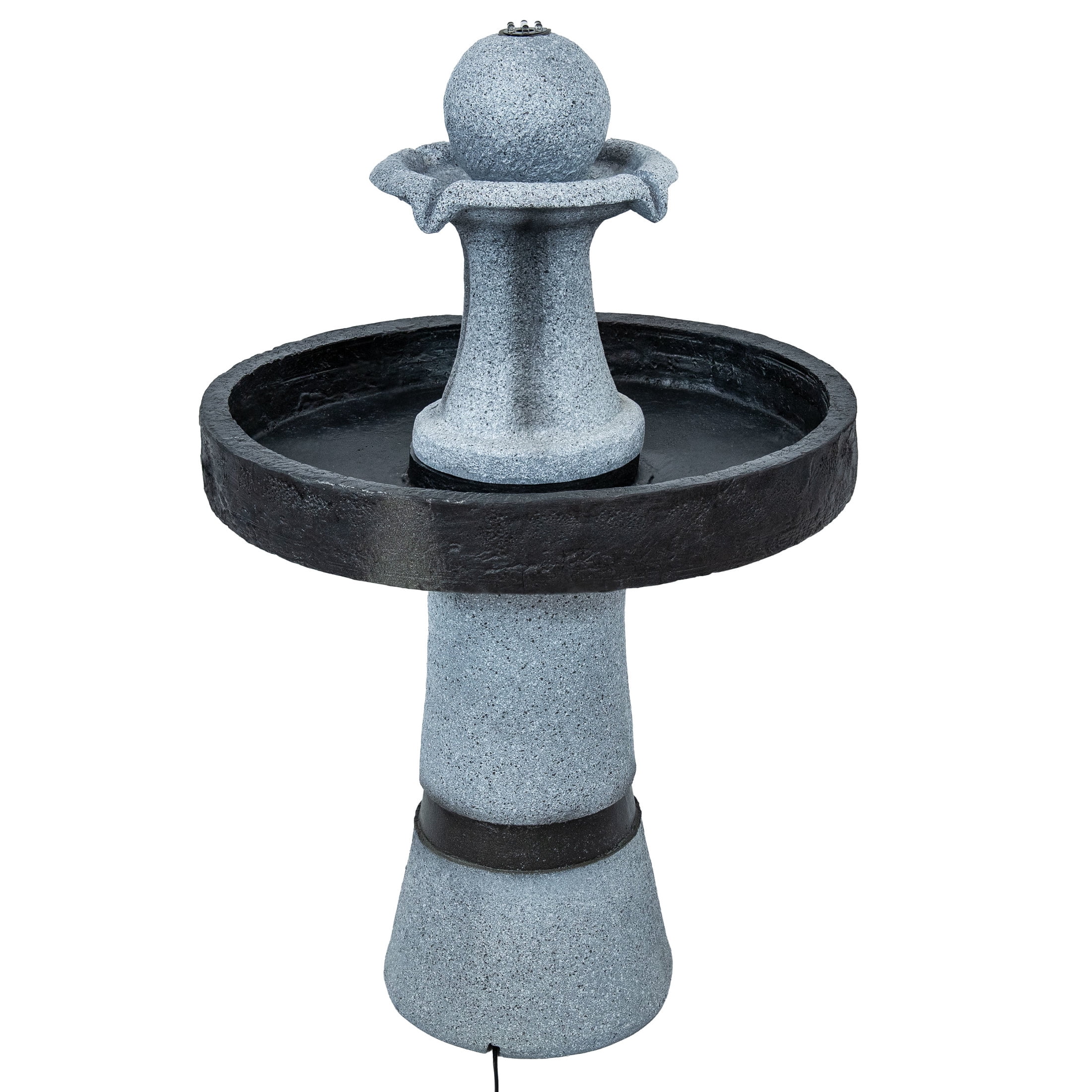 Sunnydaze 2-Tone Contemporary Gray Polyresin Outdoor Water Fountain with Light